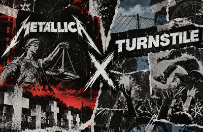 James Hetfield, do Metallica, e Brendan Yates, do Turnstile, em notícia sobre convite recusado e posicionamentos políticos.