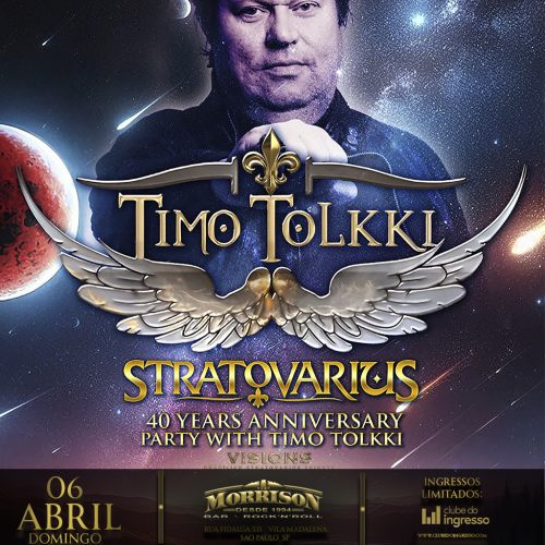 Timo Tolkki anuncia show especial em São Paulo para celebrar 40 anos de Stratovarius no dia 6 de abril de 2025, no Morrison Rock Bar