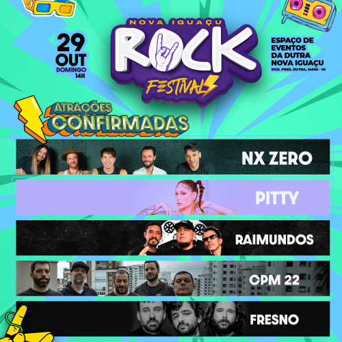 Rock Festival Nova Iguaçu: CPM 22, NX Zero, Pitty e Raimundos em Outubro