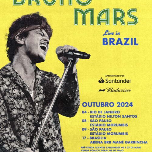 BRUNO MARS ANUNCIA QUATRO SHOWS NO BRASIL EM OUTUBRO PASSANDO POR RIO DE JANEIRO, SÃO PAULO E BRASÍLIA